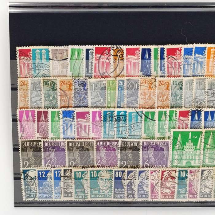 Post WW2 German stamps 1946 to 1949 Pre - Bundespost era - Lot of 87 stamps