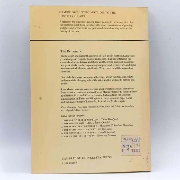 The Renaissance by Rosa Maria Letts - Cambridge Introduction to the History of Art