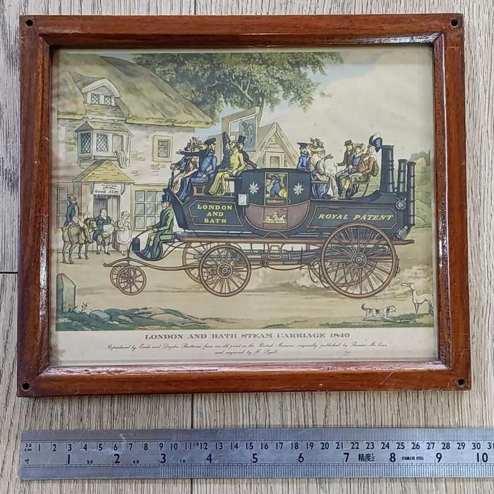 London and Bath steam carriage 1840 print in frame