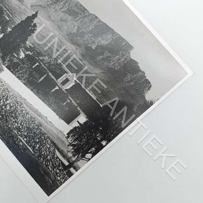 Antique photo reprint of Tamboerskloof farm house with Table Mountain in back