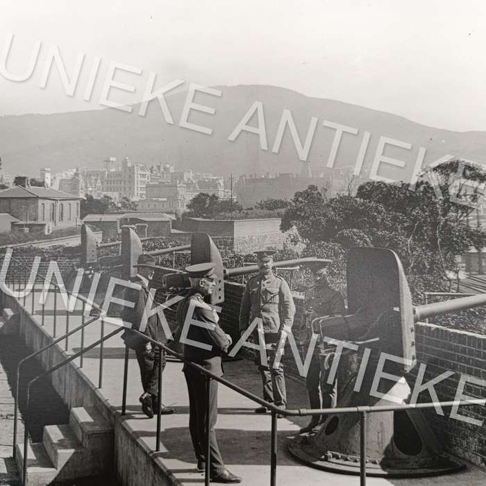 Antique photo reprint of Gunners on Cape Town Castle wall