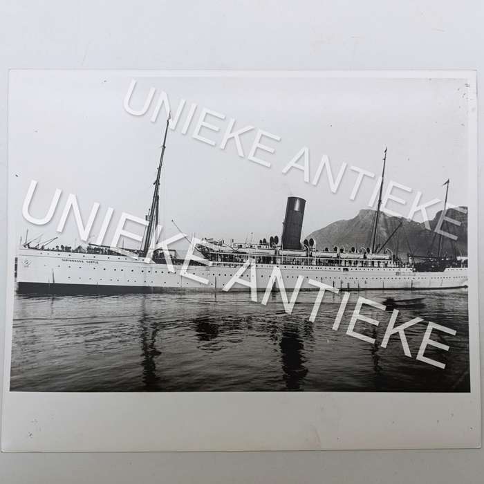 Antique photo reprint of HMS Carisbrook Castle ship leaving Cape Town