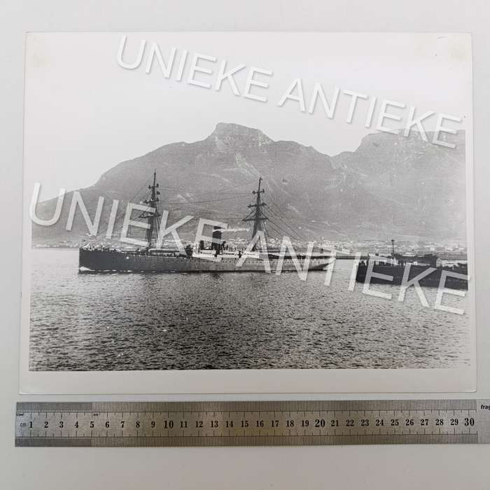 Antique photo reprint of SS Drummond Castle leaving Cape Town Harbour