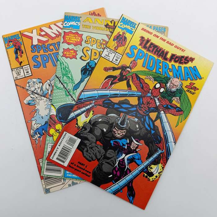 Lot of 3 vintage Spider-man comics - 1991 to 1993 issues