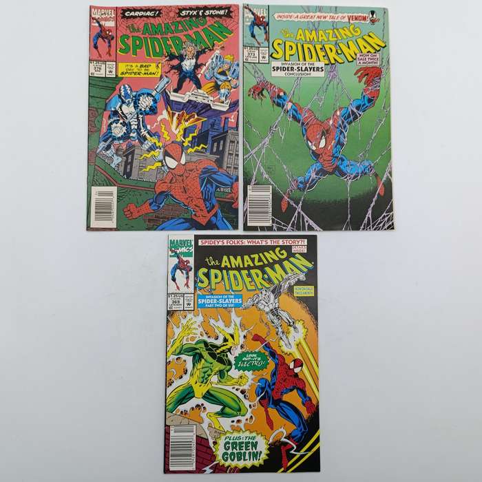 Lot of 3 The Amazing Spider-Man comics - #369, 373, 376 - 1992/1993 issues