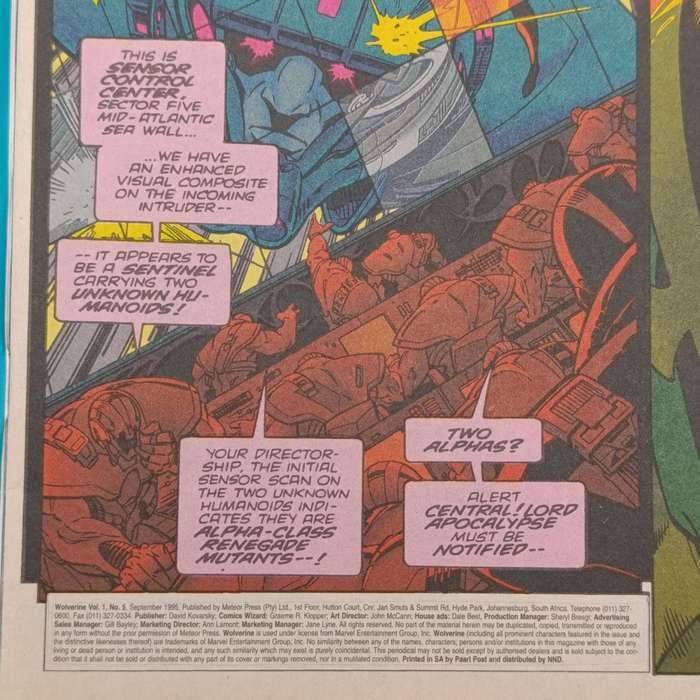 Lot of 3 vintage Marvel comics - 1995 SSouth African issue: Weapon X Wolverine 5,6 and 7