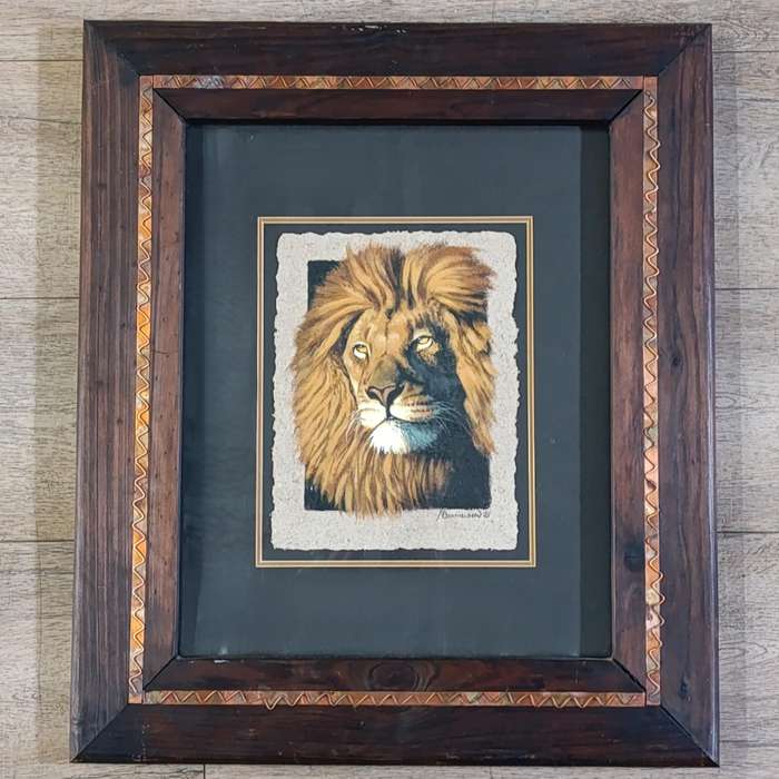 Beautiful Andrew Berthelson painting of Lion in frame