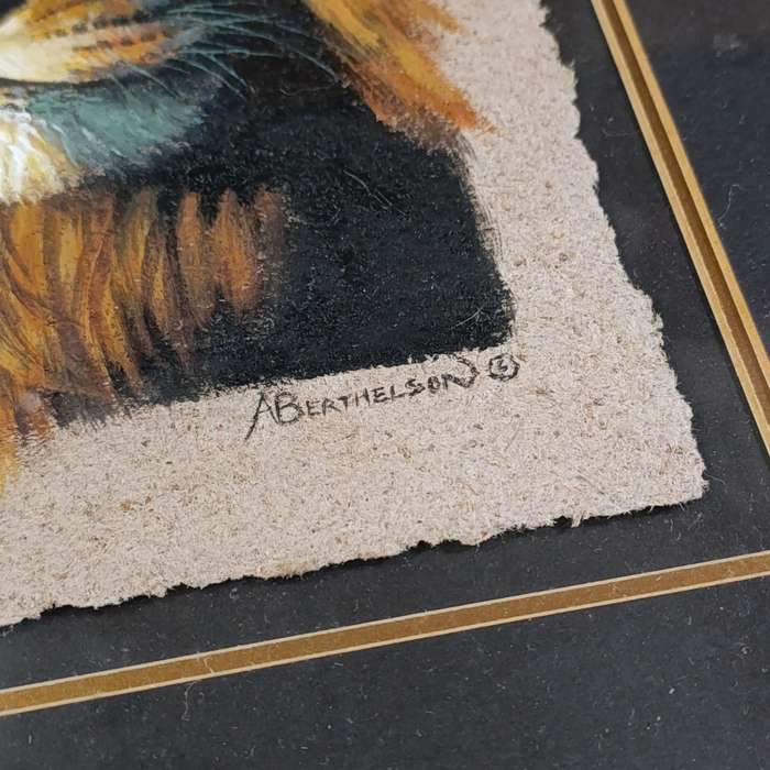 Beautiful Andrew Berthelson painting of Lion in frame