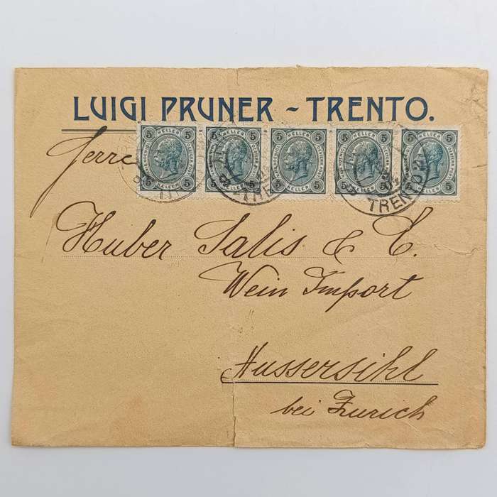 Lot of 5 Antique letters & letter fronts - all sent to Switzerland - oldest is 1888
