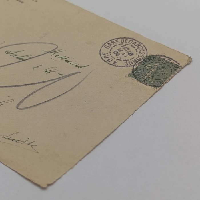 1905 letter from Gare de Carcasonne, France to Zurich, Swiss Canton with 15c French stamp cancelled