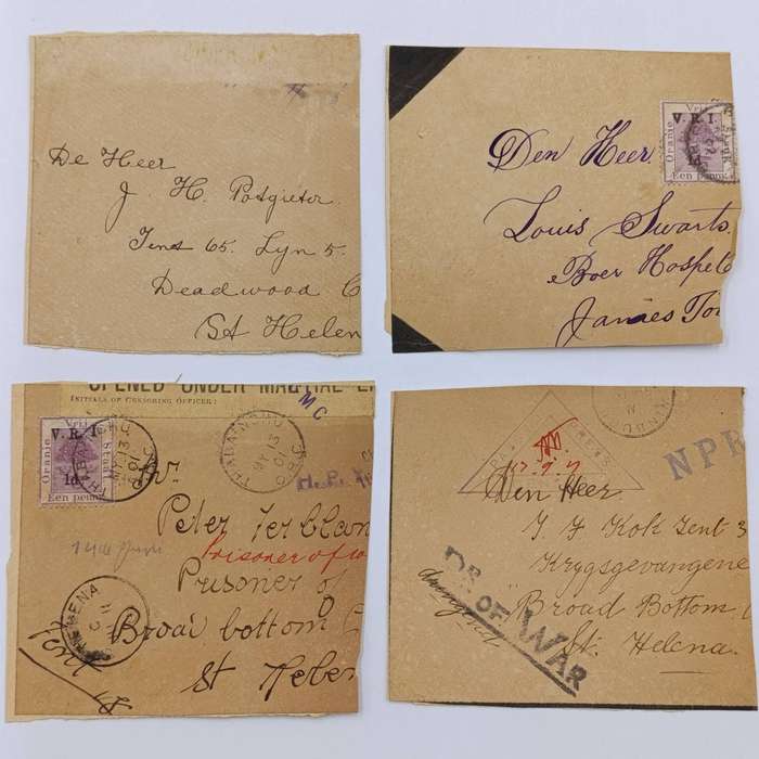 Lot of 4 Boer War POW damaged cover fronts Names of POW's mentioned