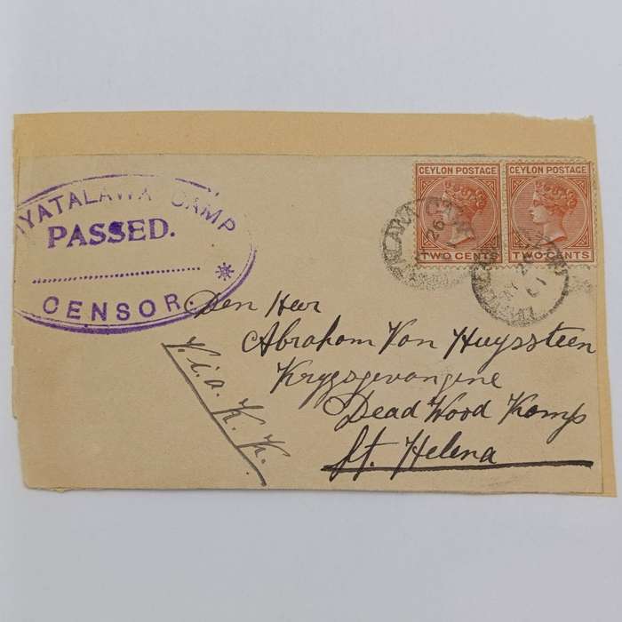 Boer War front from Diyotalawa Camp, Ceylon to Deadwood Camp St Helena (Abraham van Huyssteen) Via K