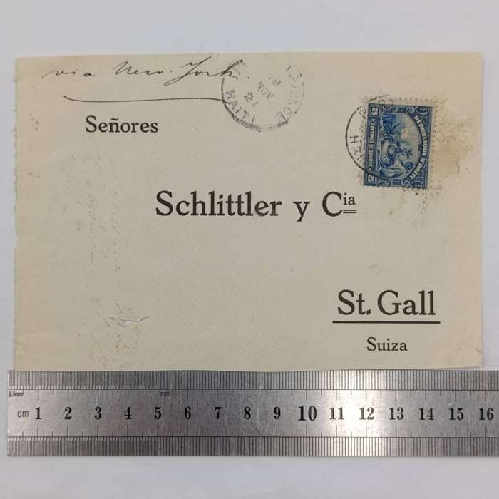 Postal Front Port AU Prince Haiti 19 Nov 1921 to St Gall Switzerland