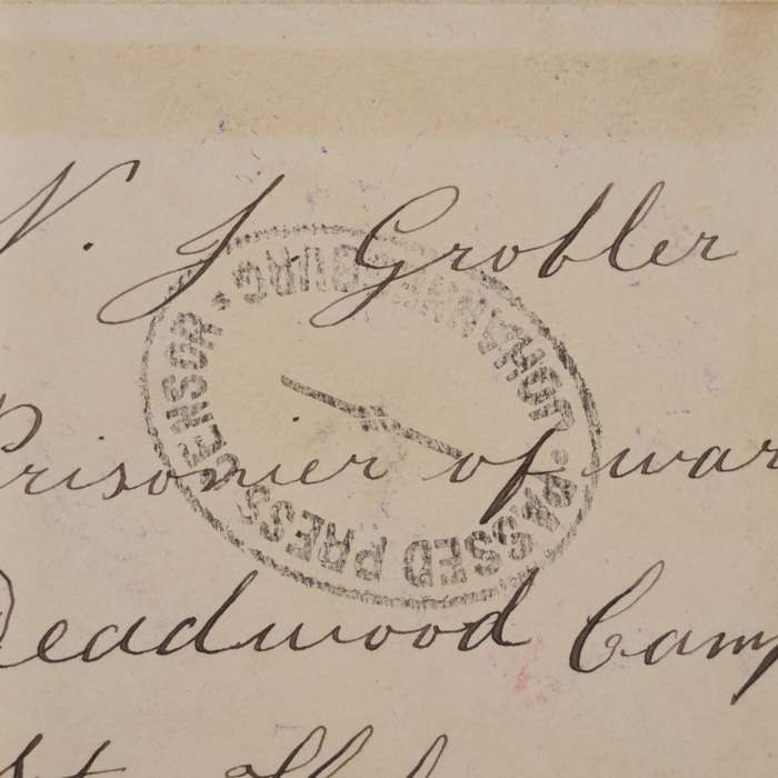 Boer War POW Front posted 1901 Krugersdorp ZAR to NJ Grobler Deadwood Camp, St Helena - at the back