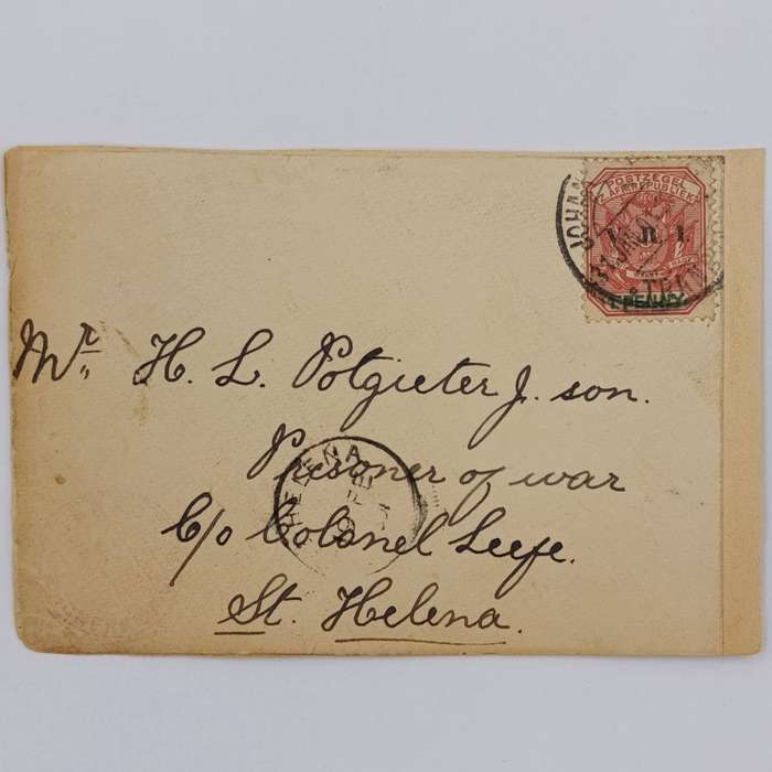 Pair of Boer War POW Fronts stuck back to back one side Johannesburg, ZAR to HL Potgieter St Helena