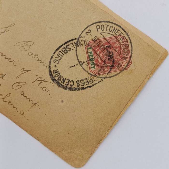 Pair of Boer War POW Fronts stuck back to back one side Johannesburg, ZAR to HL Potgieter St Helena