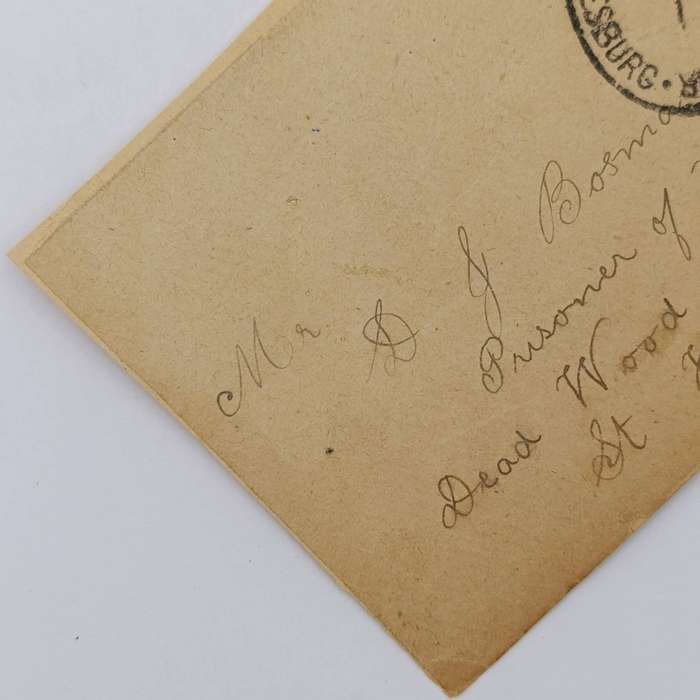 Pair of Boer War POW Fronts stuck back to back one side Johannesburg, ZAR to HL Potgieter St Helena
