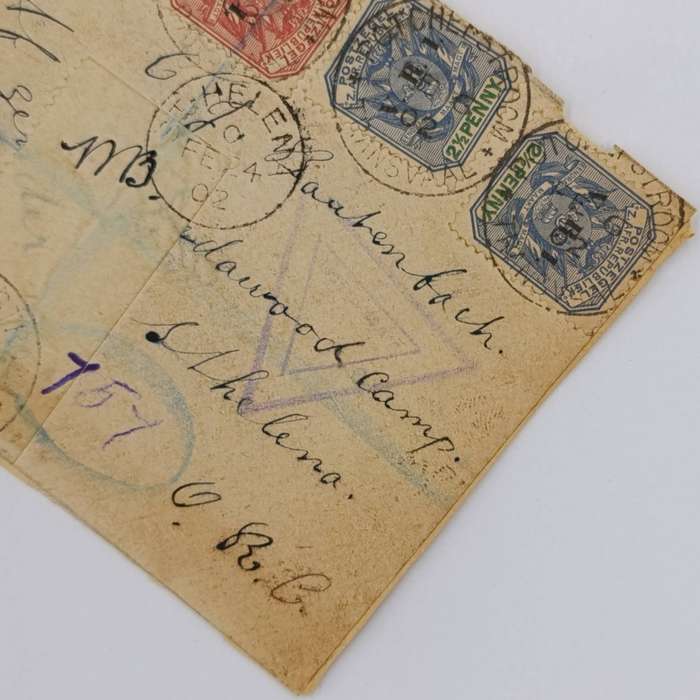 Boer War POW Front registered from Potchefstroom ZAR to CJ Rautenbach Deadwood camp St Helena 1902 p