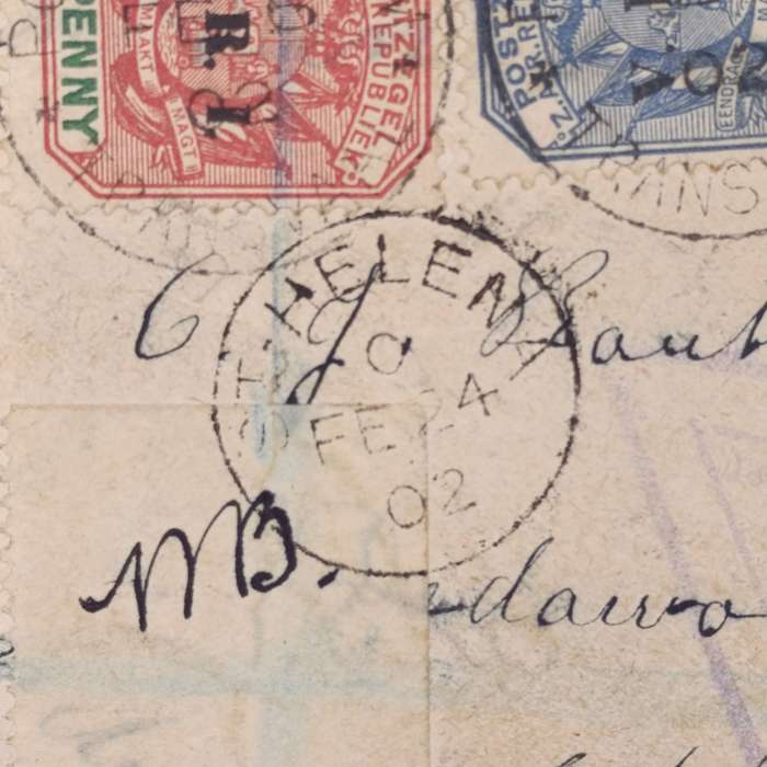 Boer War POW Front registered from Potchefstroom ZAR to CJ Rautenbach Deadwood camp St Helena 1902 p