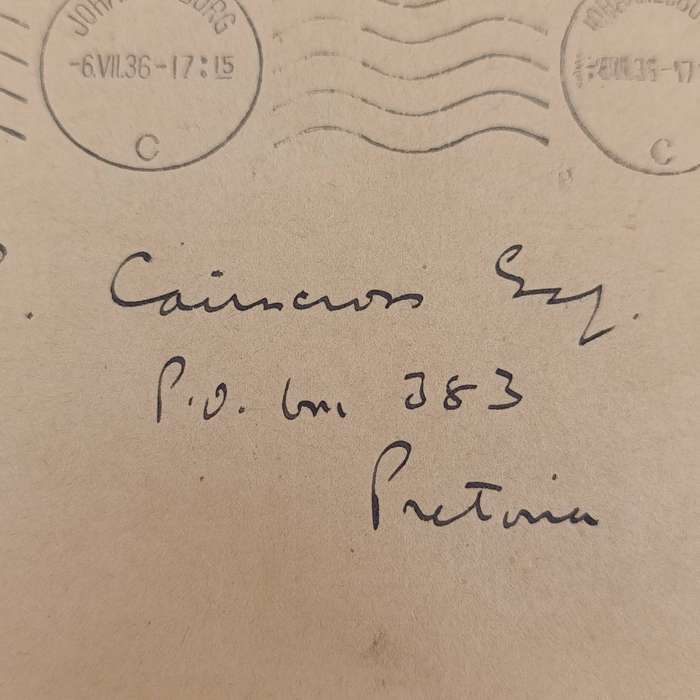 1936 Front Johannesburg to Pretoria with usage of 1d ship stamp and Orange Free State EEN Penny