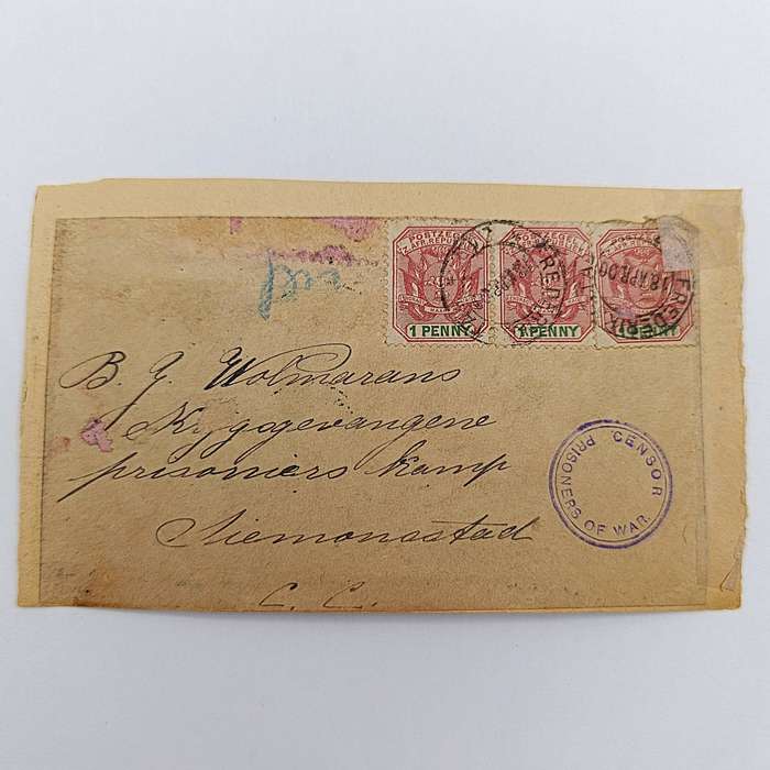Pair of Boer War POW fronts stuck back to back - Pretoria to Deadwood camp, St Helena