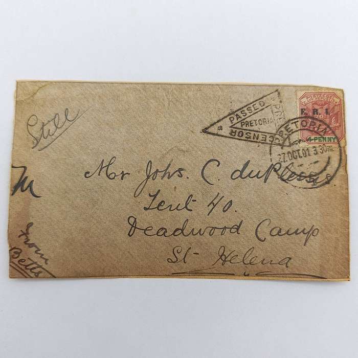 Pair of Boer War POW fronts stuck back to back - Pretoria to Deadwood camp, St Helena