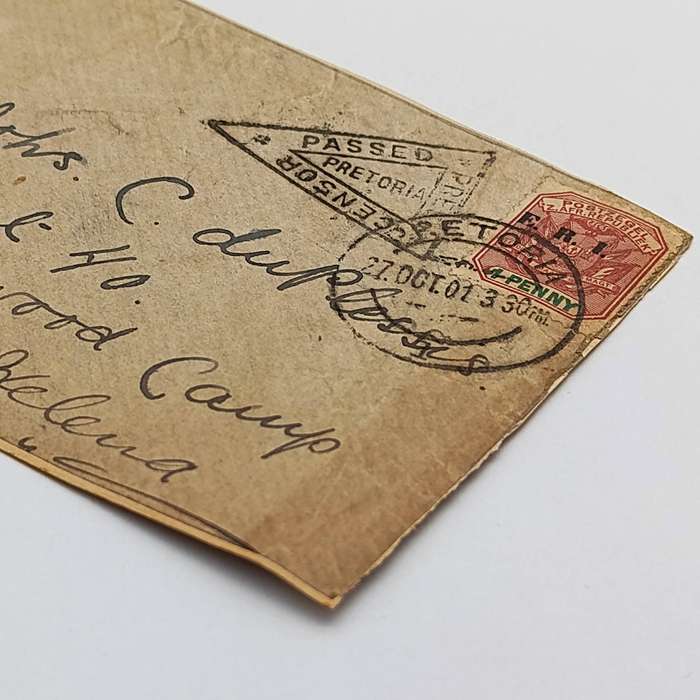 Pair of Boer War POW fronts stuck back to back - Pretoria to Deadwood camp, St Helena