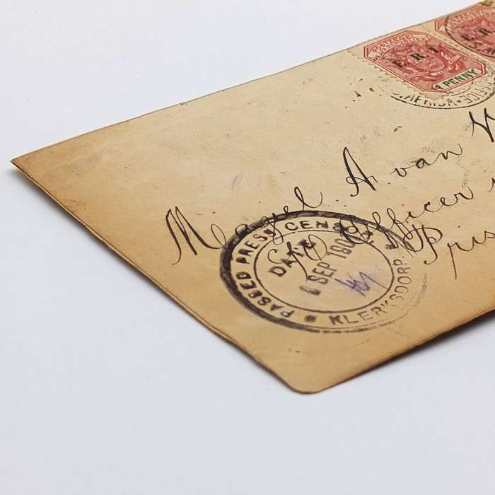 Pair of POW fronts posted back to back Klerksdorp to St Helena addressed to Magiel A van Wyk