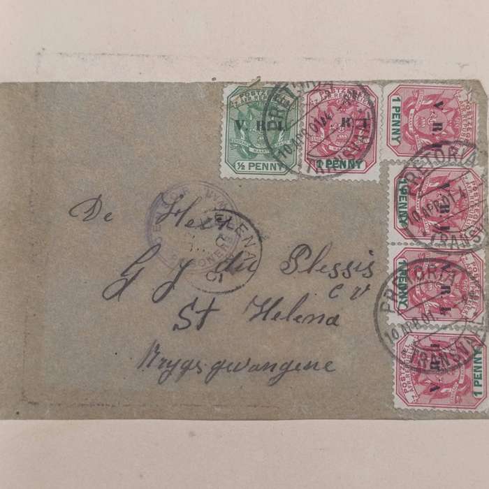 Lot of 3 Boer War POW fronts stuck to paper back to back addressed to GJ du Plessis
