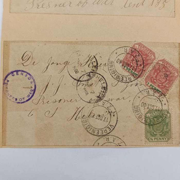 Lot of 3 Boer War POW fronts stuck to paper back to back addressed to GJ du Plessis