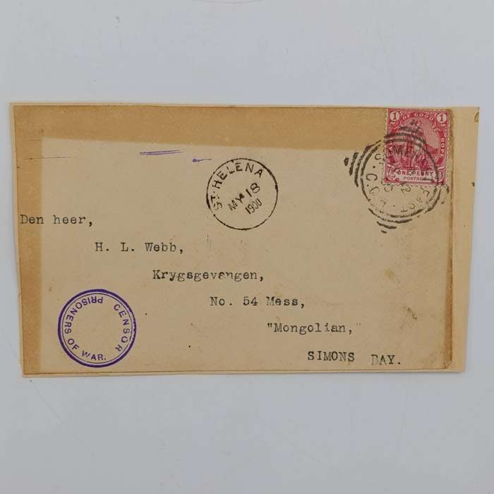 Pair of Boer War POW covers stuck back to back - Side A to HL Webb on board the Mongolian