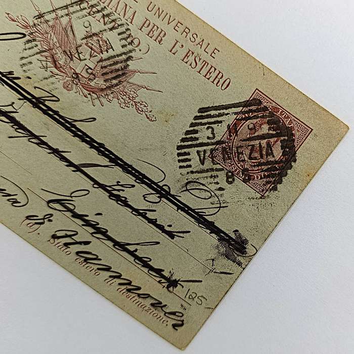1891 Postcard posted from Venezia to Einbeck, Germany discussing detailed information