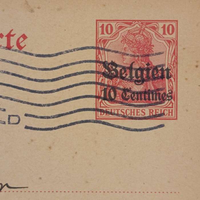 WW1 Brussel Belgian postcard with message posted 11 March 1917 - pre printed German stamp