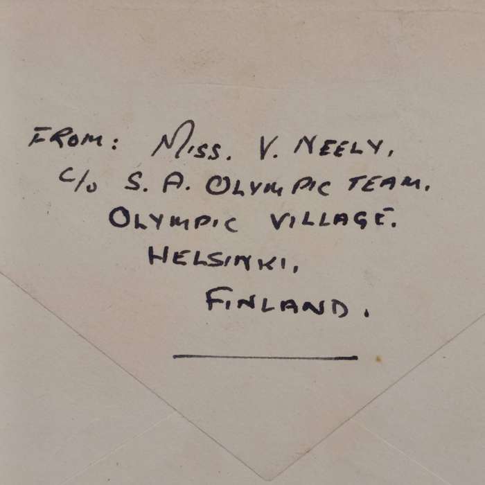 Olympic cover Finland to South Africa - posted 1-8-52 from Helsinki to Port Elizabeth Airmail