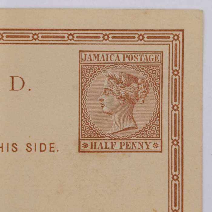 Jamaica unused postcard with pre printed half penny Jamaica stamp circa +- 1900
