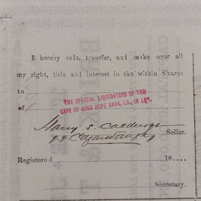 Share certificate dated 31st October 1889 for the Johannesburg Brick and Tile Company for 25 shares