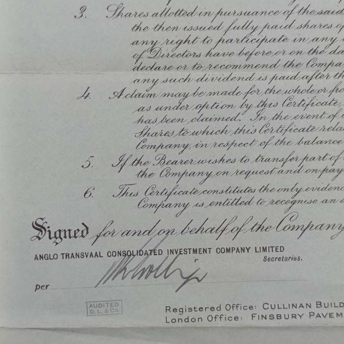 Share certificate for West Spaarwater Ltd as well as Allotment certificate August 1935