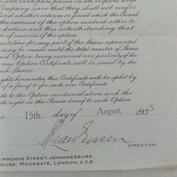 Share certificate for West Spaarwater Ltd as well as Allotment certificate August 1935