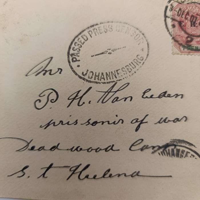 Pair of Boer War P.O.W. fronts stuck back to back first side posted to PH van Eeden, POW