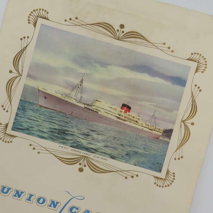 Union-Castle RMMV Athlone Castle Farewell dinner menu Wednesday 6 September 1961