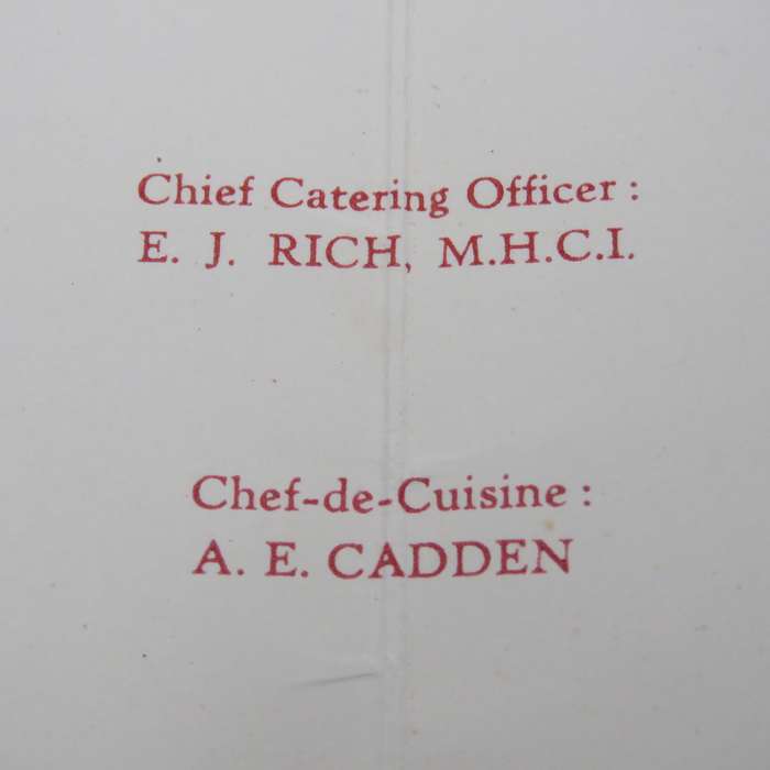 Union-Castle RMMV Athlone Castle Farewell dinner menu Wednesday 6 September 1961