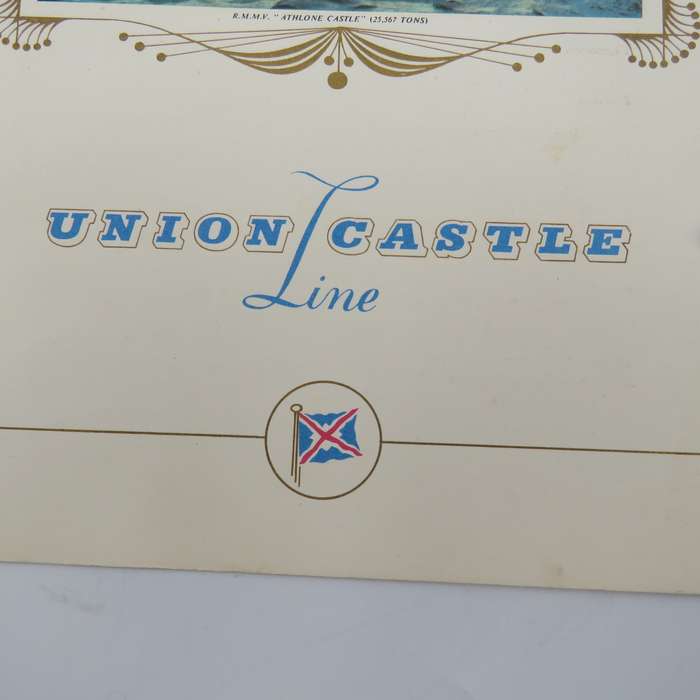 Union-Castle RMMV Athlone Castle Farewell dinner menu - 6  September 1961