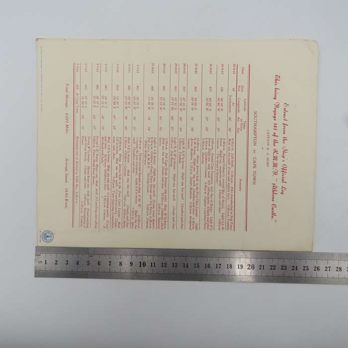 Union-Castle RMMV Athlone Castle Farewell dinner menu - 6  September 1961
