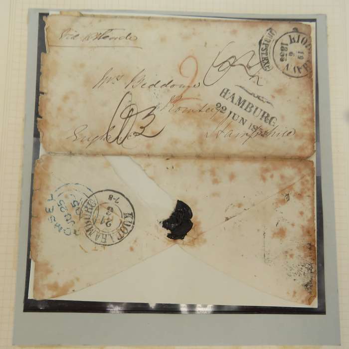 1855 Cover from Copenhagen to Hampshire forwarded through the Danish Post Office in Hamburg