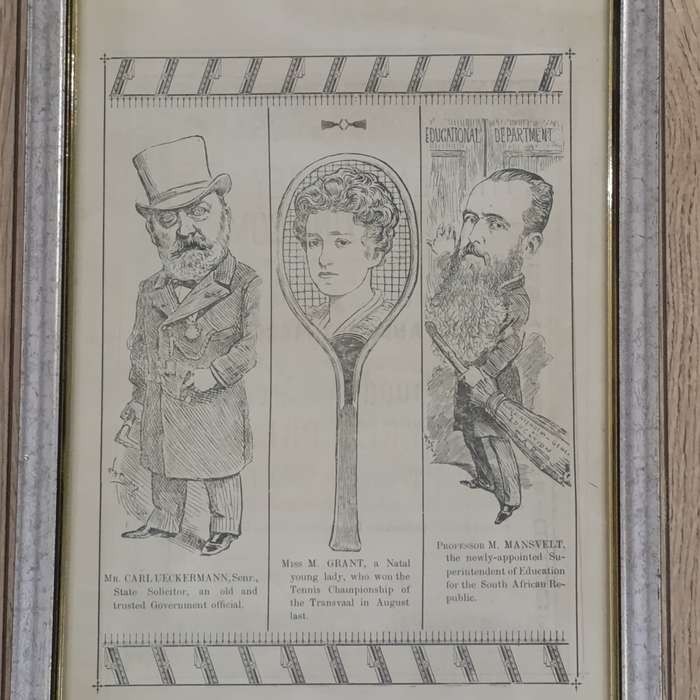 Lot of 7 framed 1891 ZAR character sketches