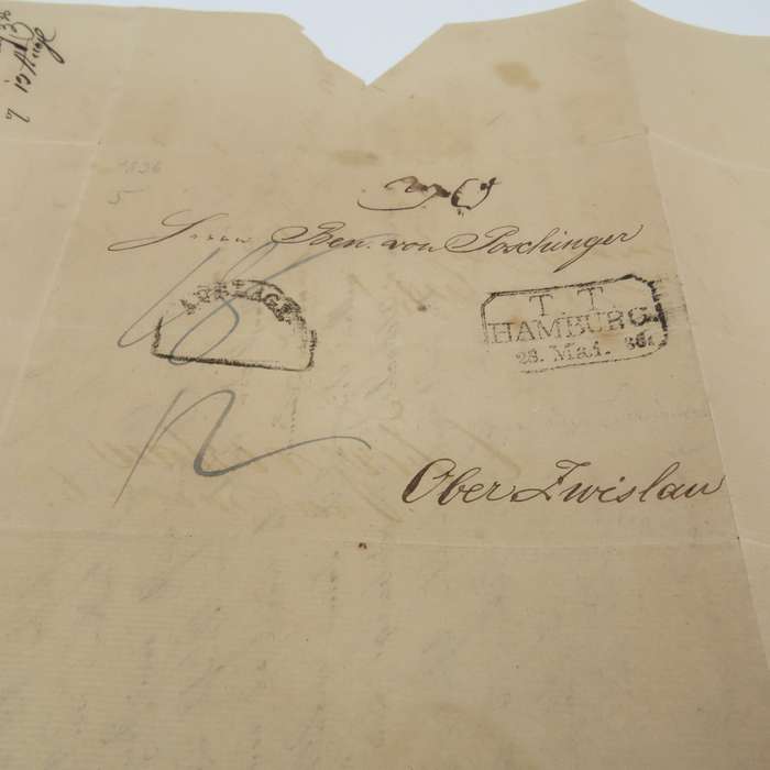 1836 Letter from Hamburg to Ober Zwislaw forwarded through the Thurn & Taxi's Postal Administration