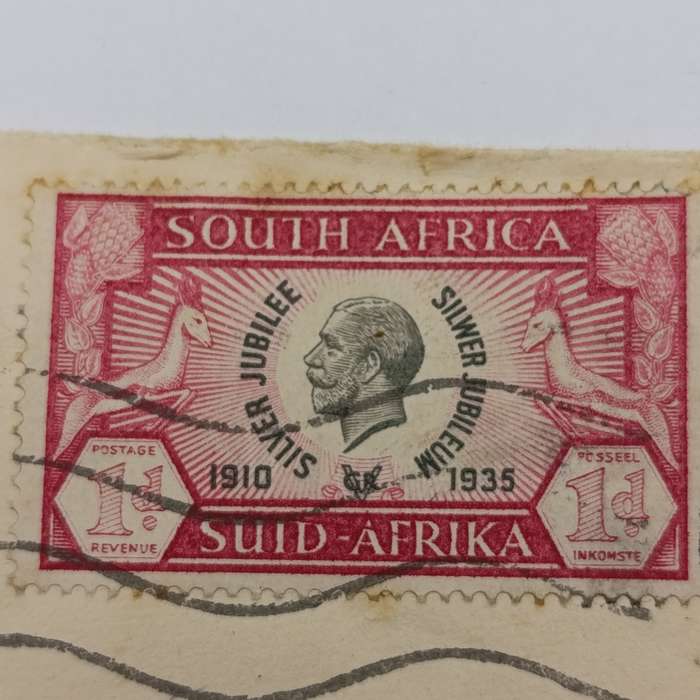 31 May 1935 Cover - Cape Town to  Pinelands 1d stamp with red line through AF of Suid Afrika