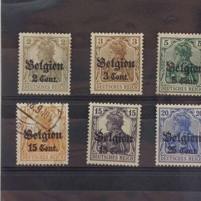 WW1 set of 10 German occupation of Belguim stamps 9 is minthinged one used