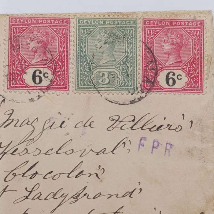 Boer War  Censored letter Ceylon to Ladybrand, ORC South Africa sent by POW JJ Bosman to Maggie de V
