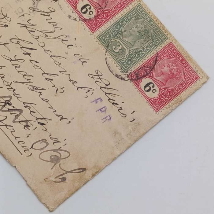 Boer War  Censored letter Ceylon to Ladybrand, ORC South Africa sent by POW JJ Bosman to Maggie de V